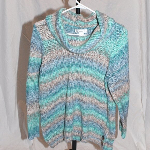 CJ Banks 14W Womens size X Sweater Multicolor Pastel Cowl Neck EUC Very soft - Picture 1 of 4